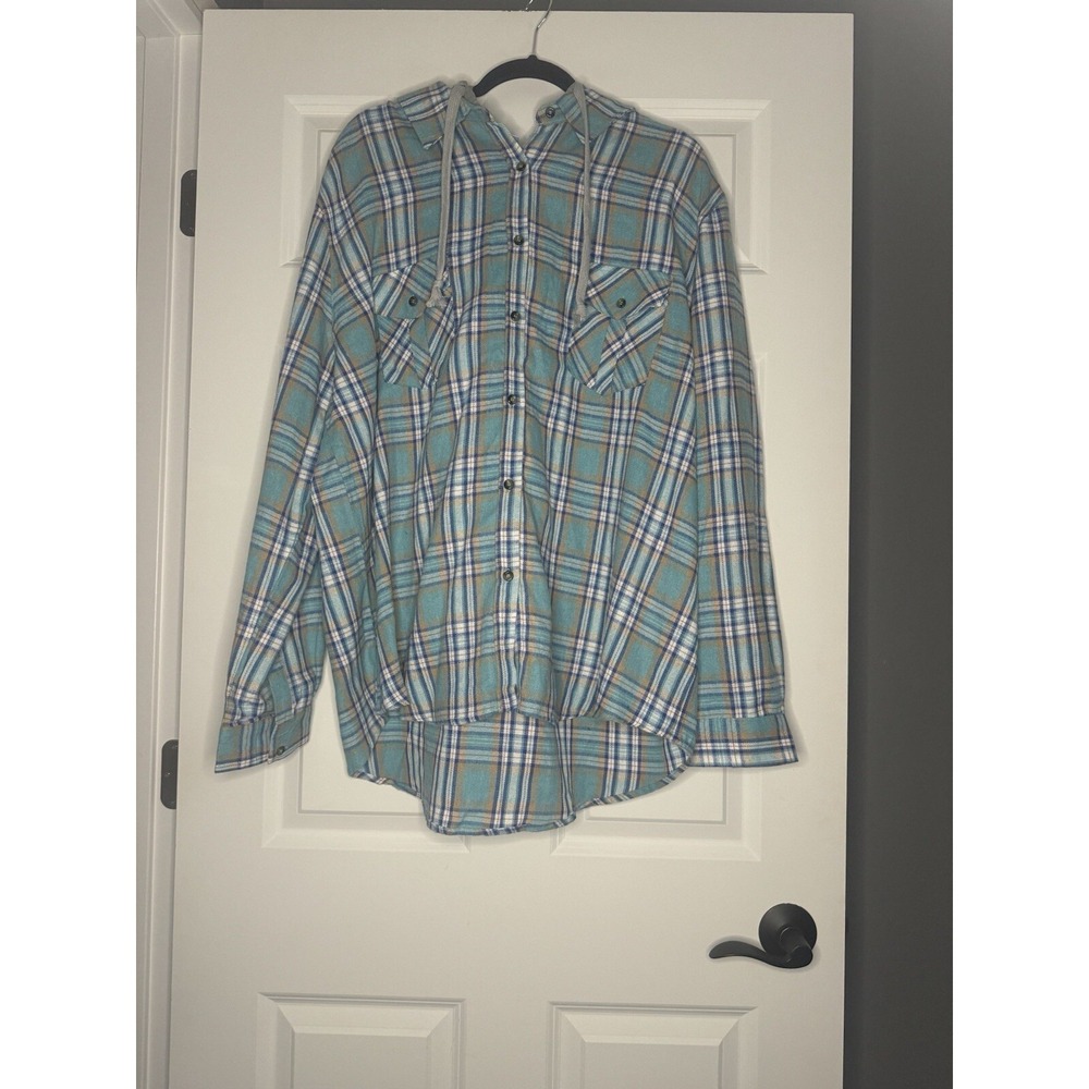 Ps Kate Plus Size Button Up Plaid Flannel W Detach Hood 2x